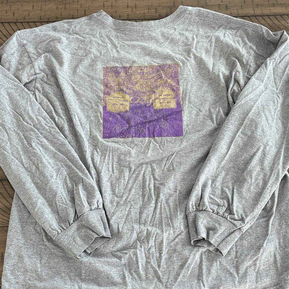 Supreme Heather Gray Tee with Purple Text - Picture 5 of 5